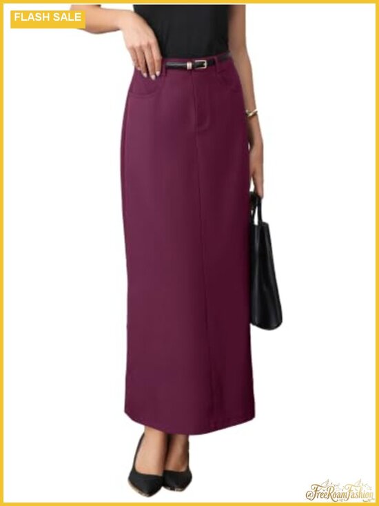 Dresses & Skirts - High Waist Pencil Maxi Skirt Polyester Spandex Work Office